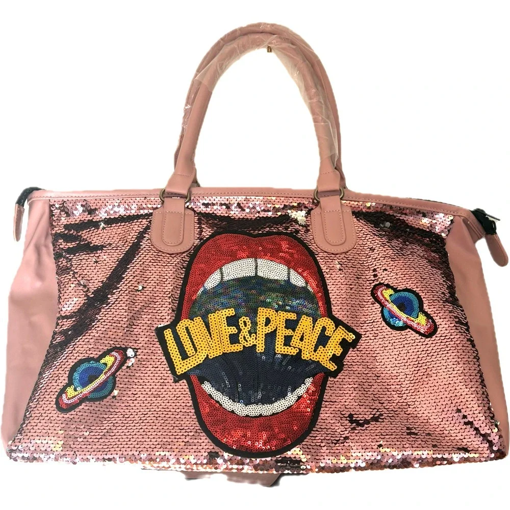 Cosmic Expression Pink Sequins‎ Duffle Bag, by Veritythreds, New